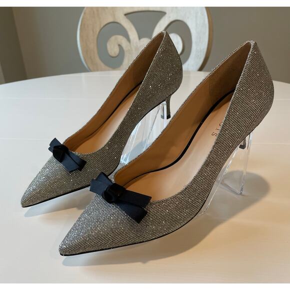 Talbots Erica Bow Detail Kitten Heel Pumps NWOB Metallic Shimmery Sz 8.5 Chic - Picture 9 of 15